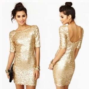 Arc and Co Gold Sequin Party Dress size M